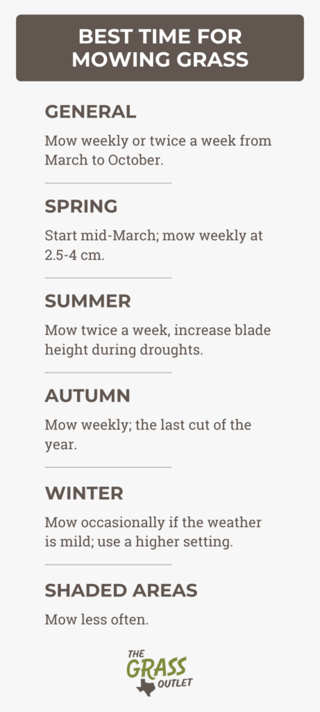 Visual que muestra el mejor momento para cortar el césped