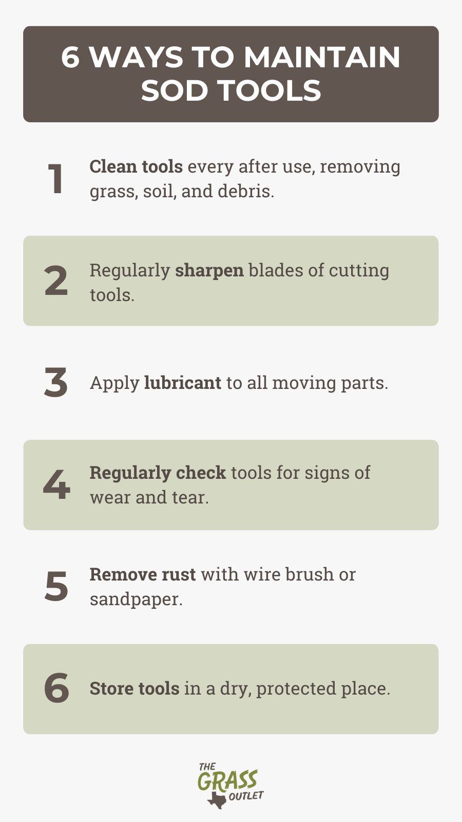 Six ways to maintain sod tools