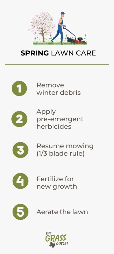 Visual showing lawn care tips for spring season